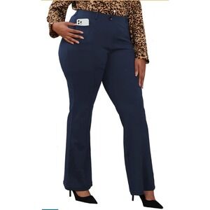 Women's Blue Wrinkle-Free Stretch Dress Pants Plus 2XL Pull-on
